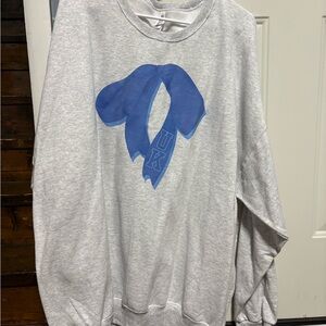 Jerzees Light Gray and Blue Crewneck Sweater